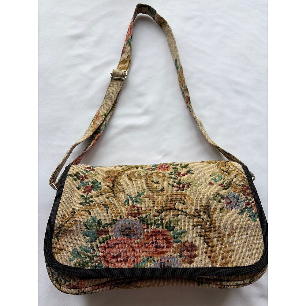 Floral Tapestry Crossbody Purse Cottagecore Boho Messenger Bag Adjustable Strap